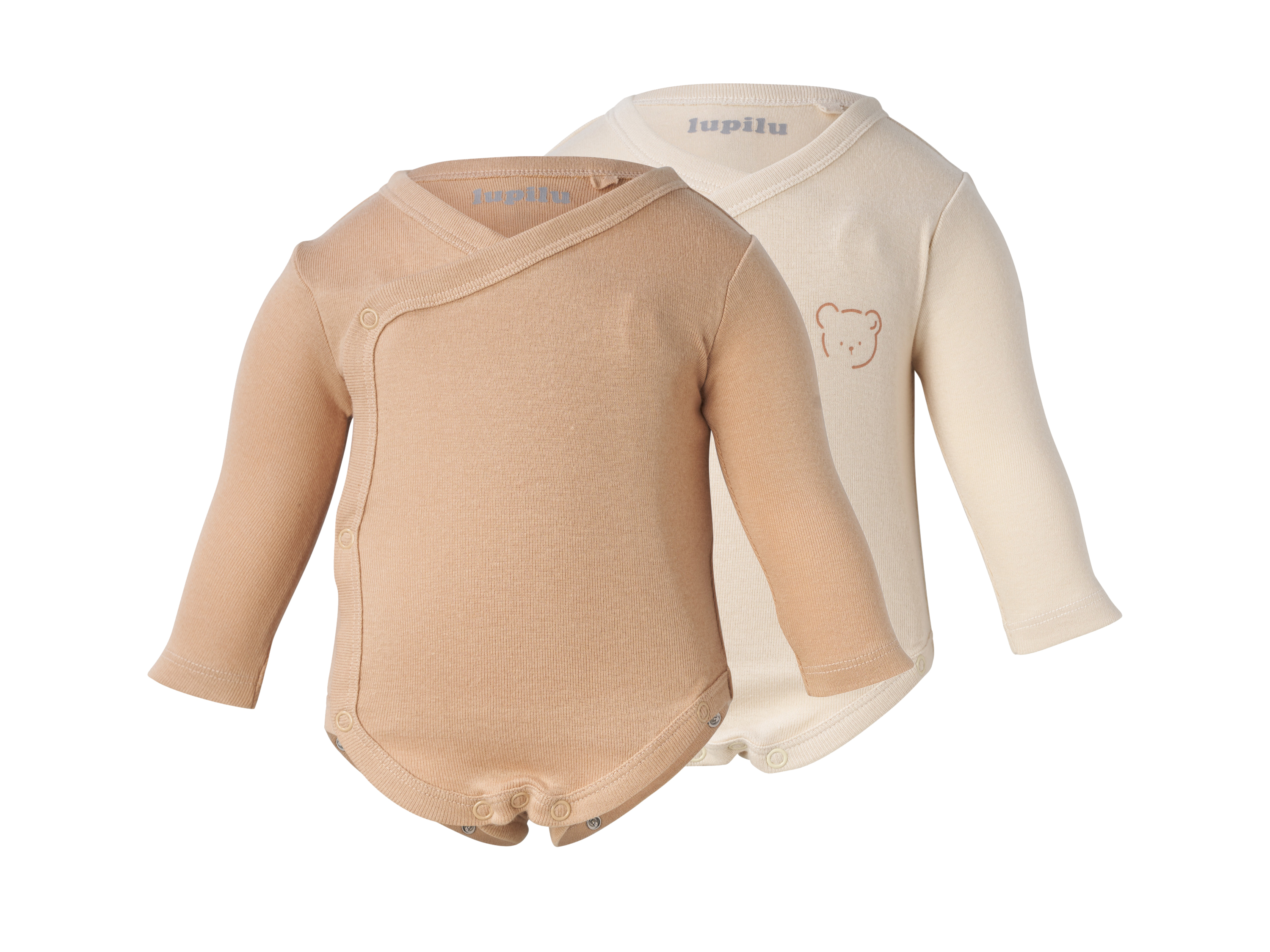 LUPILU Set van 2 baby rompers (Beige, 74/80)