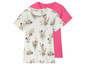Twee T-shirts, een met bloemenprint en een roze