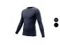 Donkerblauw thermoshirt met lange mouwen voor heren, met patroondetails.