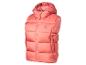 Een roze donsvest met capuchon van het merk Explorer.