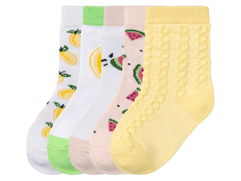 Afbeelding van lupilu 5 meisjes sokken (27/30, Wit/geel/groen/roze)