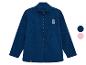 Blauwe kinderfleecejas met rits en vierkant logo, verkrijgbaar in marineblauw en roze.