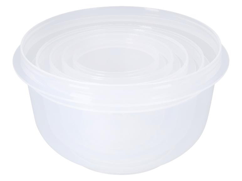 Set stapelbare transparante plastic mengkommen