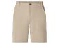 Beige herenshorts met elastische tailleband en knoopsluiting.