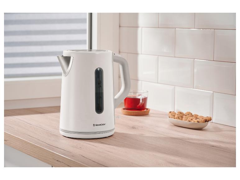 SilverCrest waterkoker op een aanrecht met thee en koekjes.