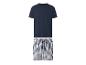 Herenpyjama met korte mouwen en geruite shorts.
