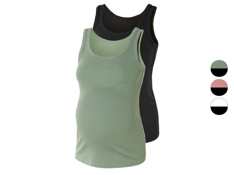 Twee basic tanktops, één in groen en één in zwart.