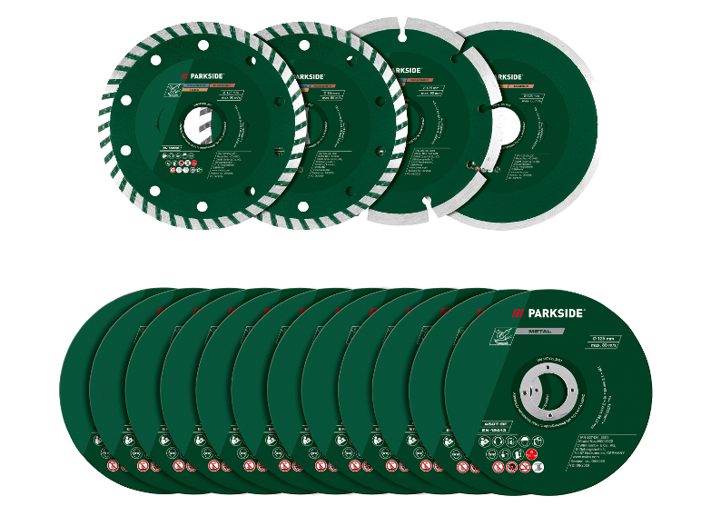 PARKSIDE® diamant- en metaalslijpschijven, 125 mm diameter.