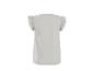 Lichtgrijs dames T-shirt met ruchesmouwen, achteraanzicht.