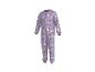 Paarse kinderpyjama met spookkatten en pompoenprint.