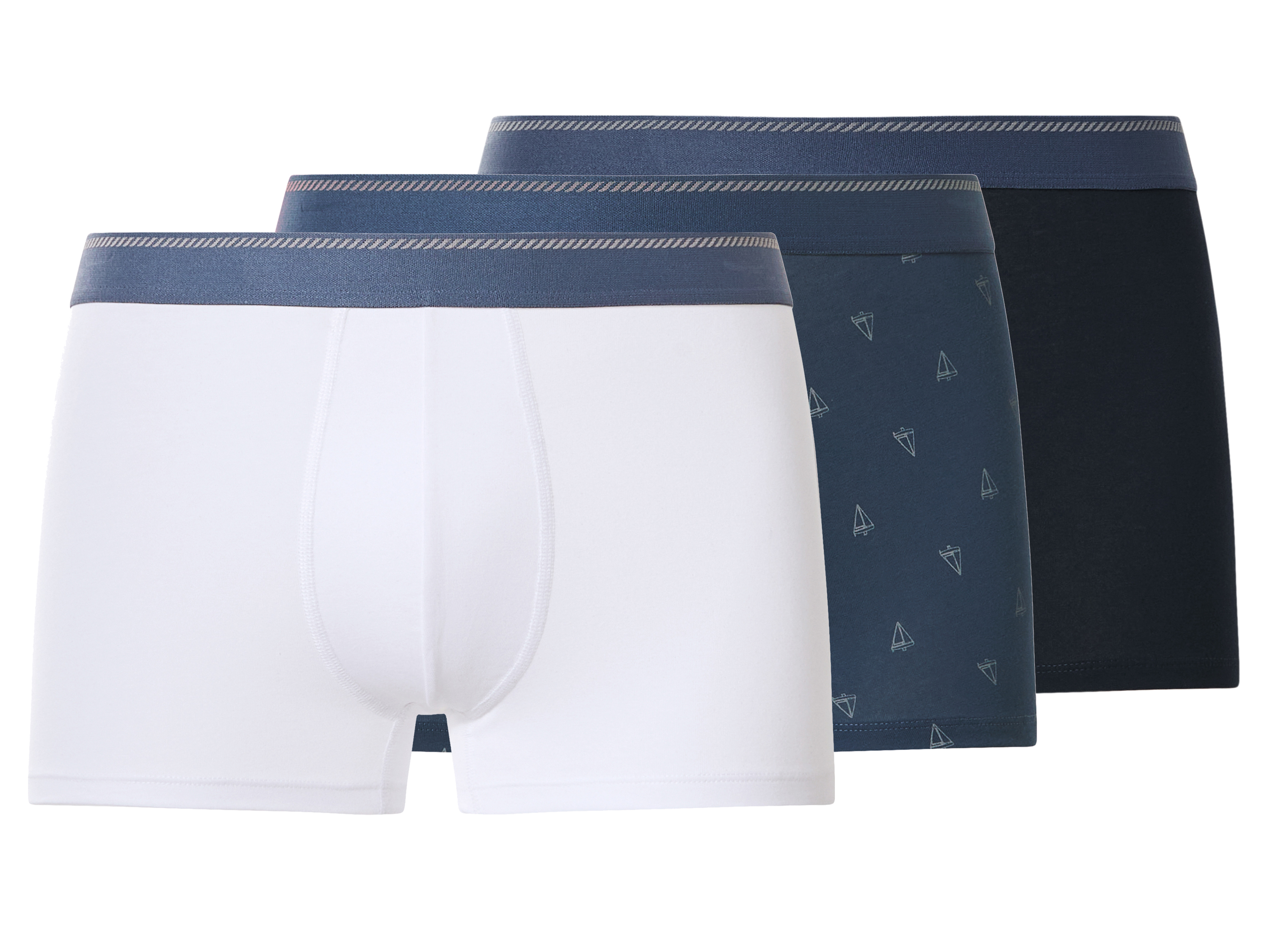 esmara Men Boxer, 3 stuks (Donkerblauw/blauw/wit, L)