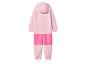 Roze kinderoverall met capuchon en kleurblokken