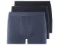 Drie paar blauwe boxershorts.