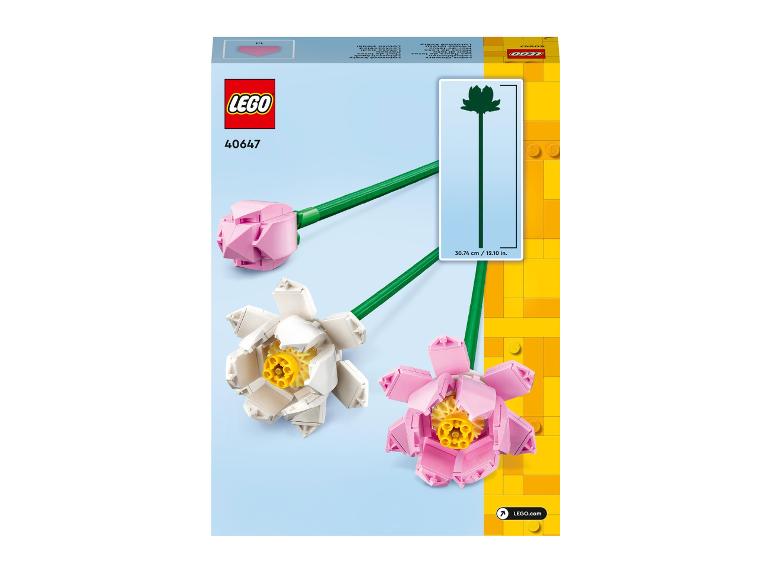 LEGO 40647 bloemstelen met roze en witte bloemen.