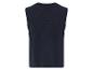 Donkerblauwe gebreide sleeveless vest.