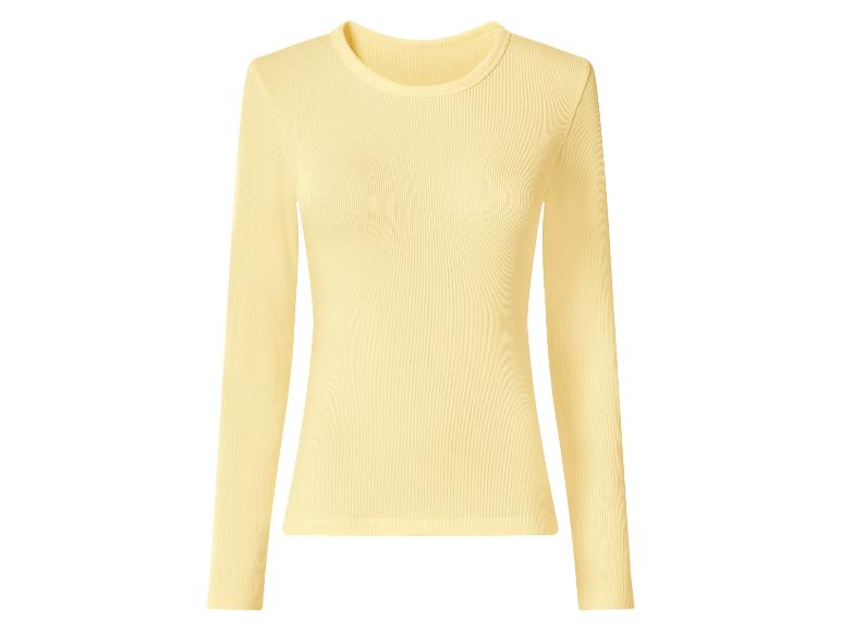 Lichtgeel geribbeld shirt met lange mouwen