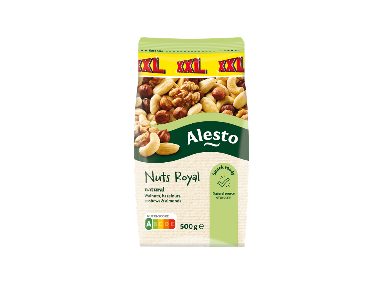 Alesto Selection Nuts Royal XXL notenmix in een verpakking van 500 g.