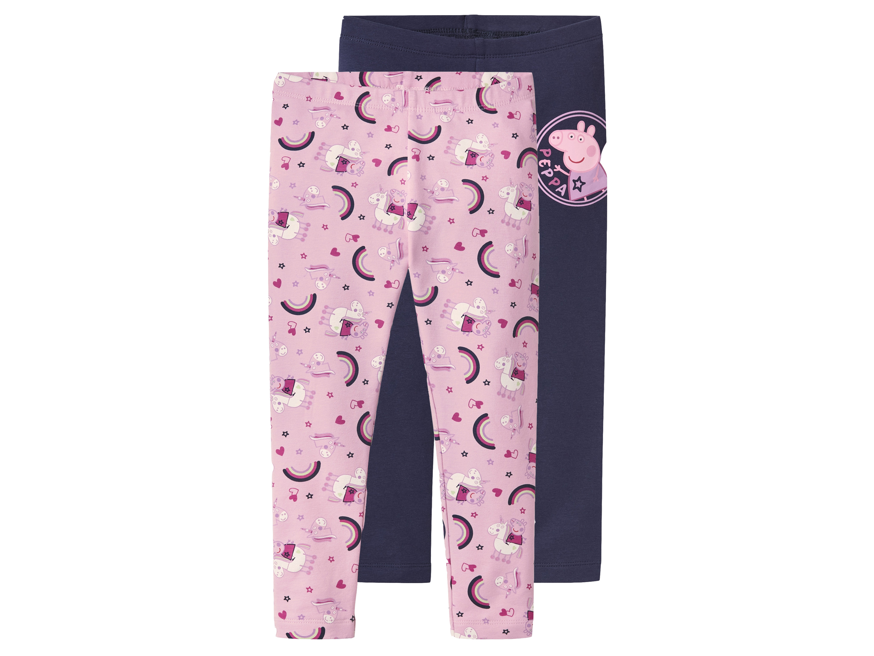 Set van 2 kinder thermoleggings (Donkerblauw/lichtroze, 122/128) afbeelding