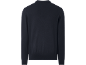Achteraanzicht van een donkerblauw poloshirt met lange mouwen voor heren.