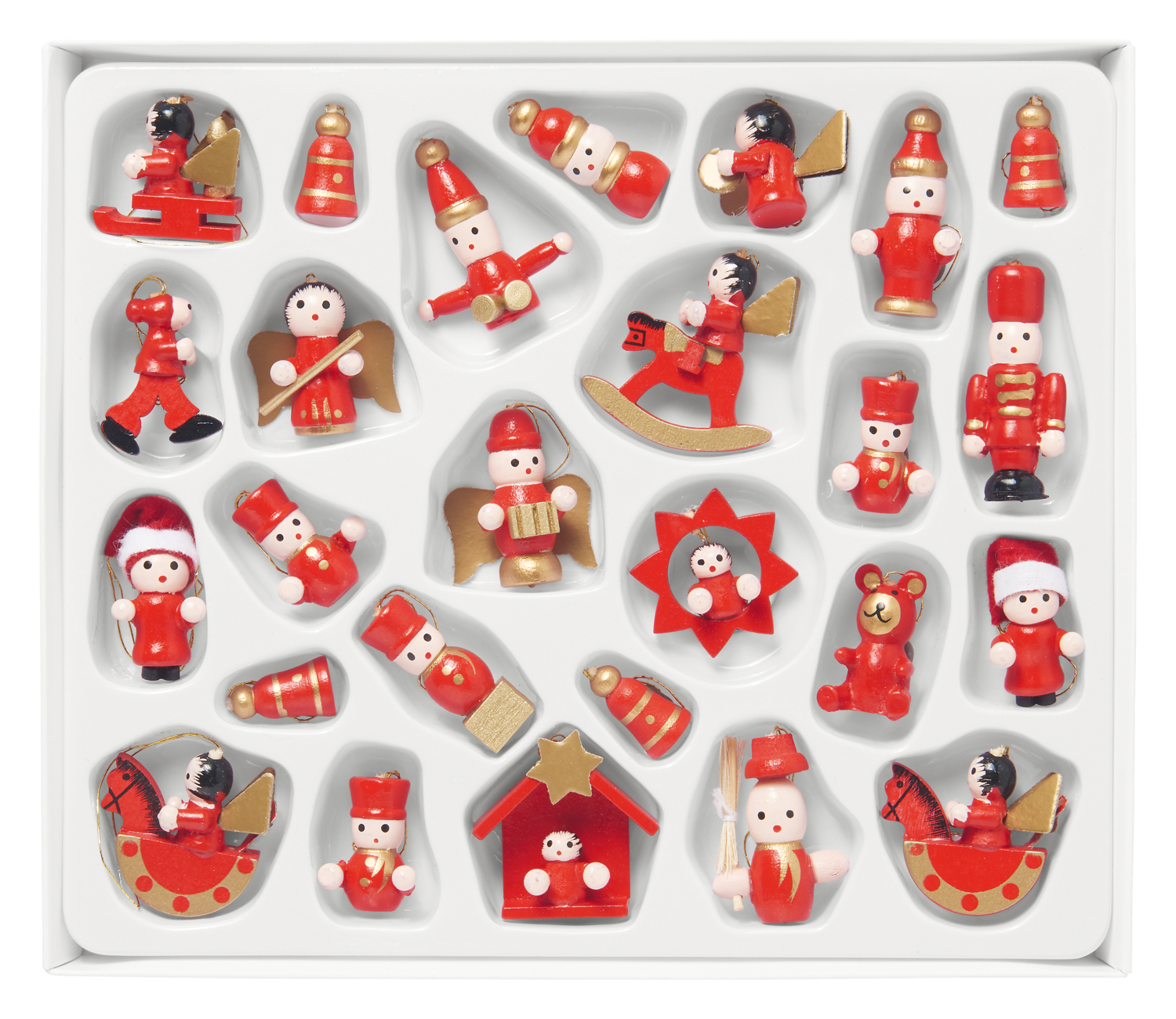 LIVARNO Houten kerstversiering, 26-delig (Rood)