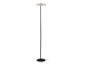 Moderne zwarte vloerlamp met een beige stoffen kap