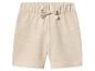 Lichtbeige jersey short met elastische tailleband en decoratief trekkoord.