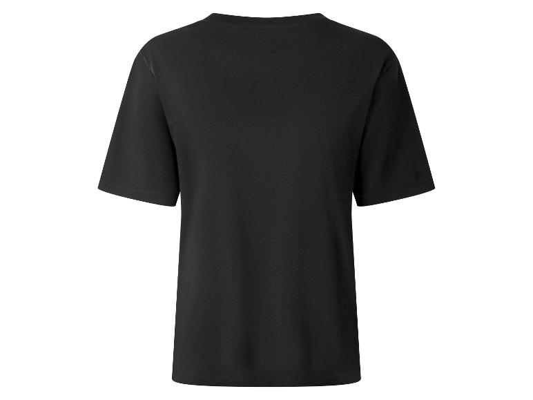 Zwart T-shirt met korte mouwen en ronde hals, achteraanzicht