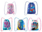 Zes verschillende rugzakken met afbeeldingen van Paw Patrol, Hot Wheels, L.O.L. Surprise en Barbie.