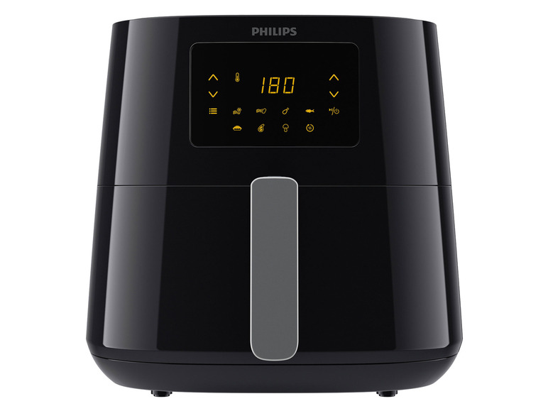 Een zwarte Philips Airfryer met digitale bediening