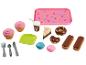 Speelgoedset met eten, waaronder cupcakes, donuts, taart en macarons.
