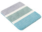 Badmat met blauwe, groene en witte strepen.
