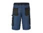 Donkerblauwe werkshorts met contrasterende zwarte zakken.