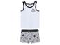 Mickey Mouse ondergoedset: wit tanktop en grijze boxershorts.