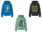 Kinderhoodies: een blauwe met Pikachu, een groene met Creeper en een grijze met een Overworld-ontwerp.