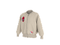 Beige kinderbomberjack met Spider-Man patch en logo.