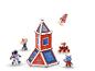 Magnetische bouwset met ruimtethema, raket, astronaut en robot.