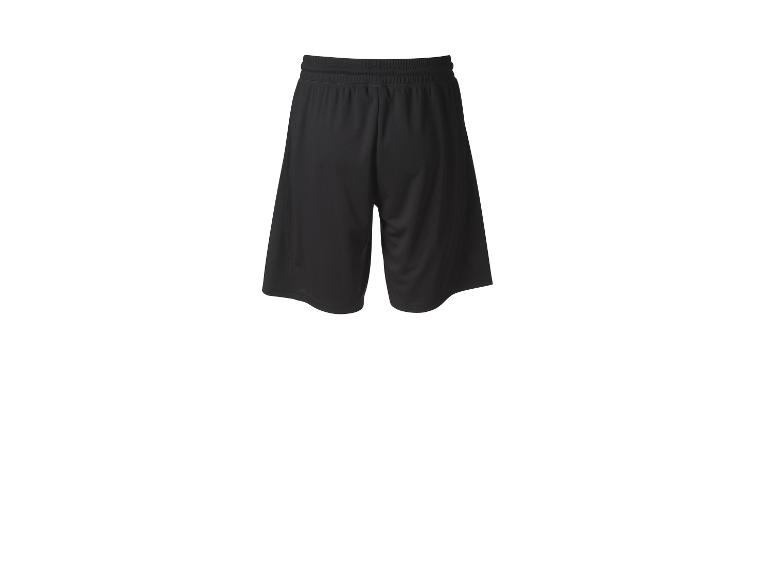 Zwarte sportshorts met elastische tailleband, achteraanzicht.
