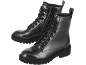 Paar glimmende zwarte veterschoenen met zijritsen en dikke zolen.