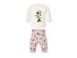 Witte baby sweater en roze legging met muizenprint.