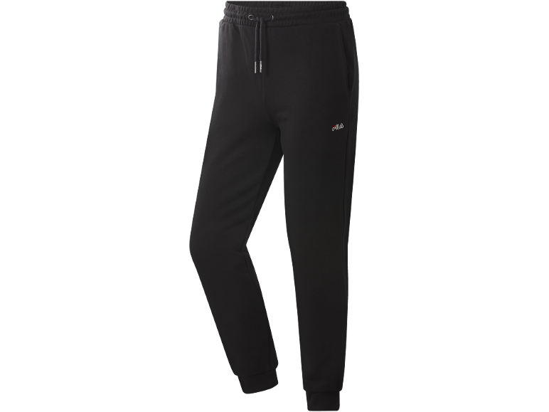 Zwarte joggingbroek met trekkoord in de taille en boorden bij de enkels.