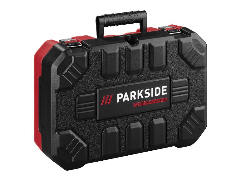 Parkside Performance gereedschapskoffer, rood en zwart.