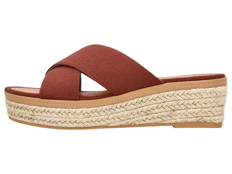 Bruine espadrille sleehak sandalen met gekruiste bandjes