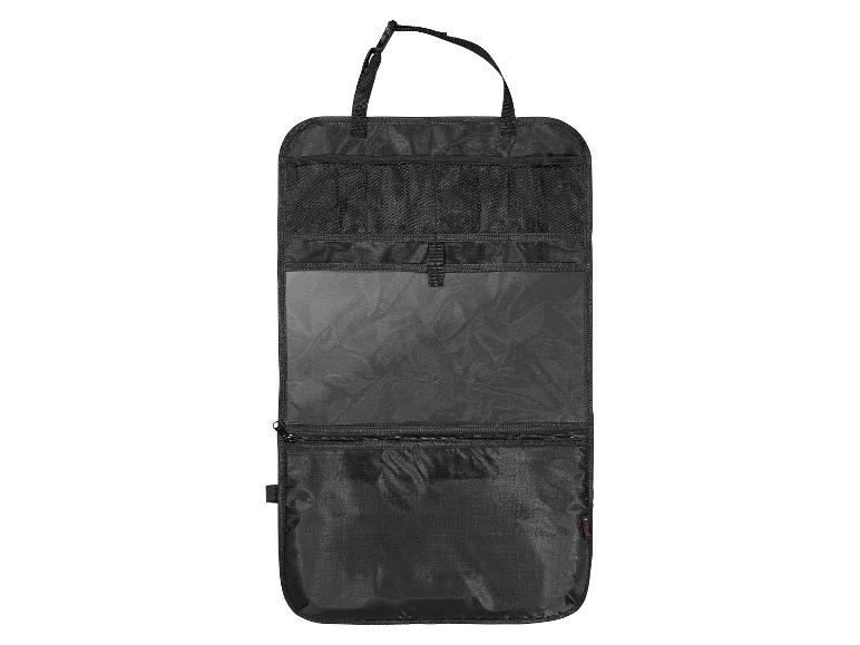 Auto achterbank organizer met meerdere vakken.