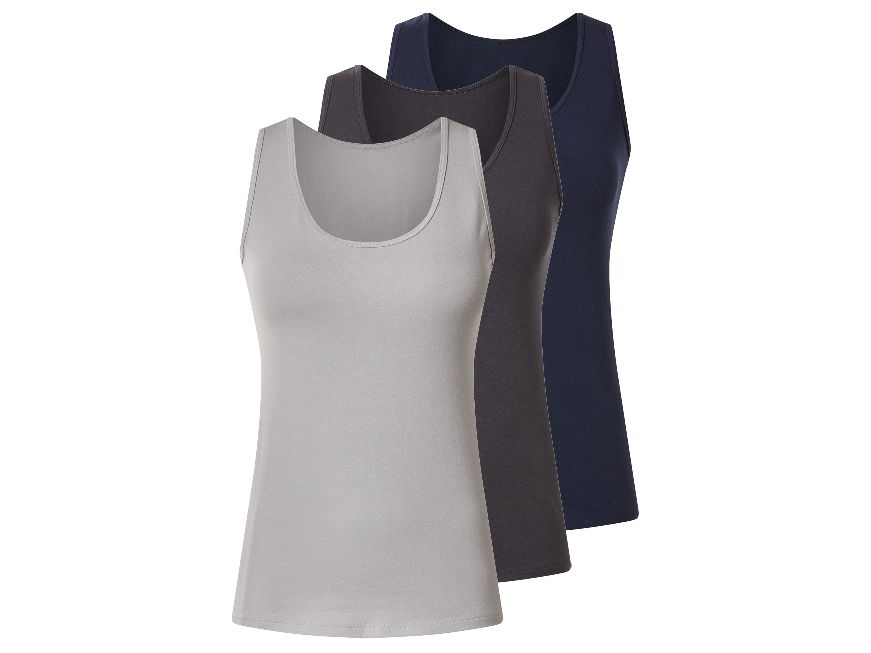 esmara Set van 3 dames tops (Donkerblauw/grijs, L (44/46))