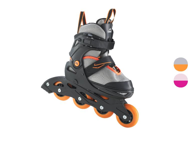 Zwart-oranje inline skates met verstelbare maat en grijze details.
