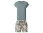 Groen T-shirt en bedrukte shorts met tropische print.