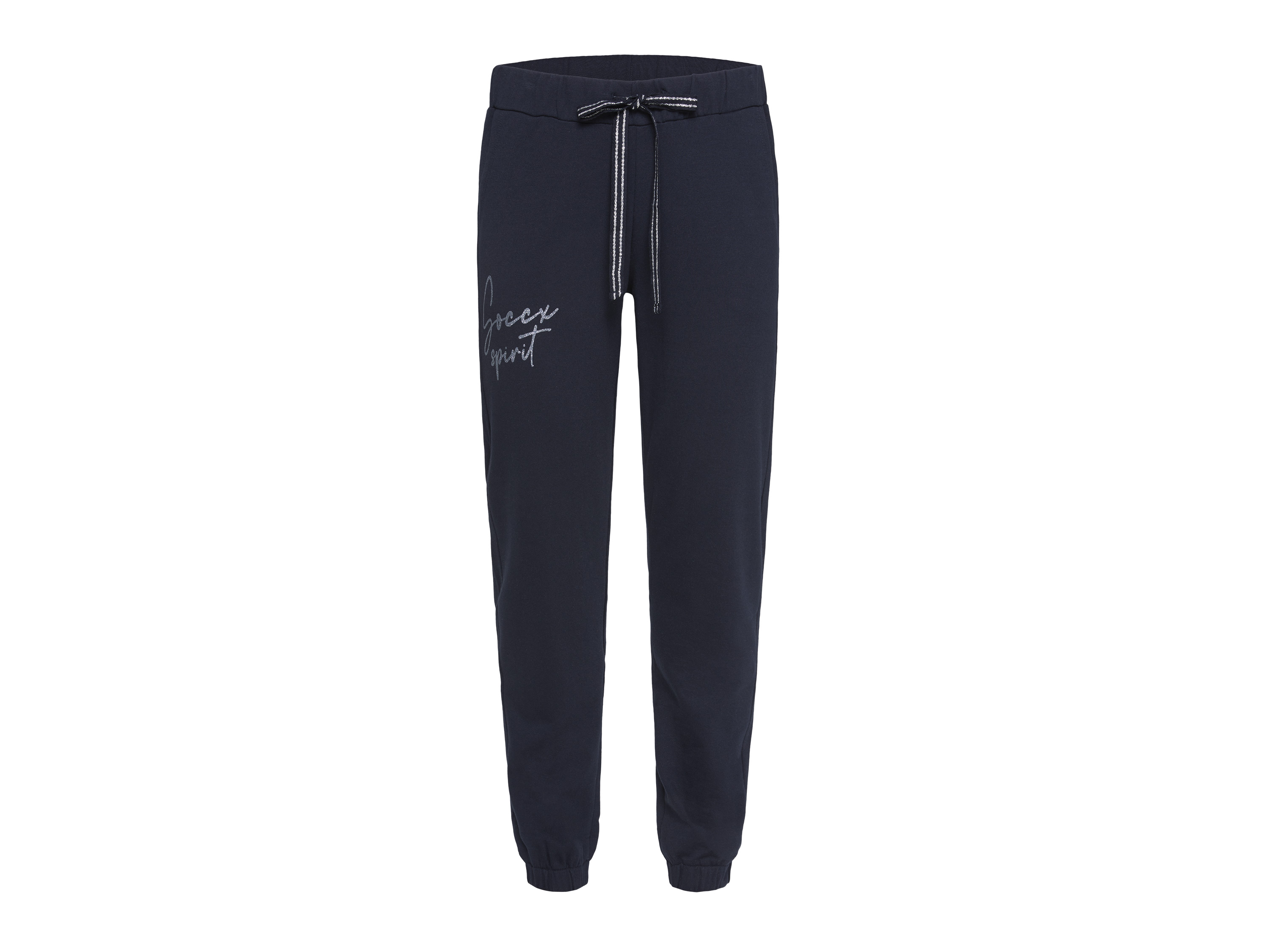 SOCCX Dames joggingbroek met glitterprint (Marineblauw, S)