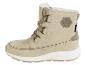 Beige winterschoenen met veters en een sneeuwvloklogo.