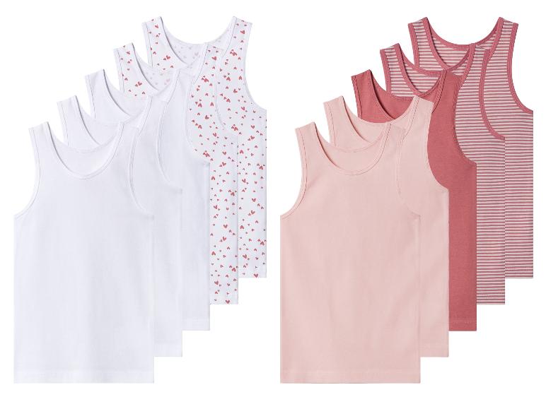 Set van 10 meisjesonderhemden: 5 witte (één met hartjes), 5 roze (één gestreept).