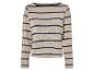 Beige en donkerblauw gestreept longsleeve trui.